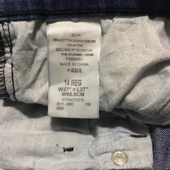 Levi’s 511 Slim Blue Denim Jeans - Size 14 - Picture 6 of 9